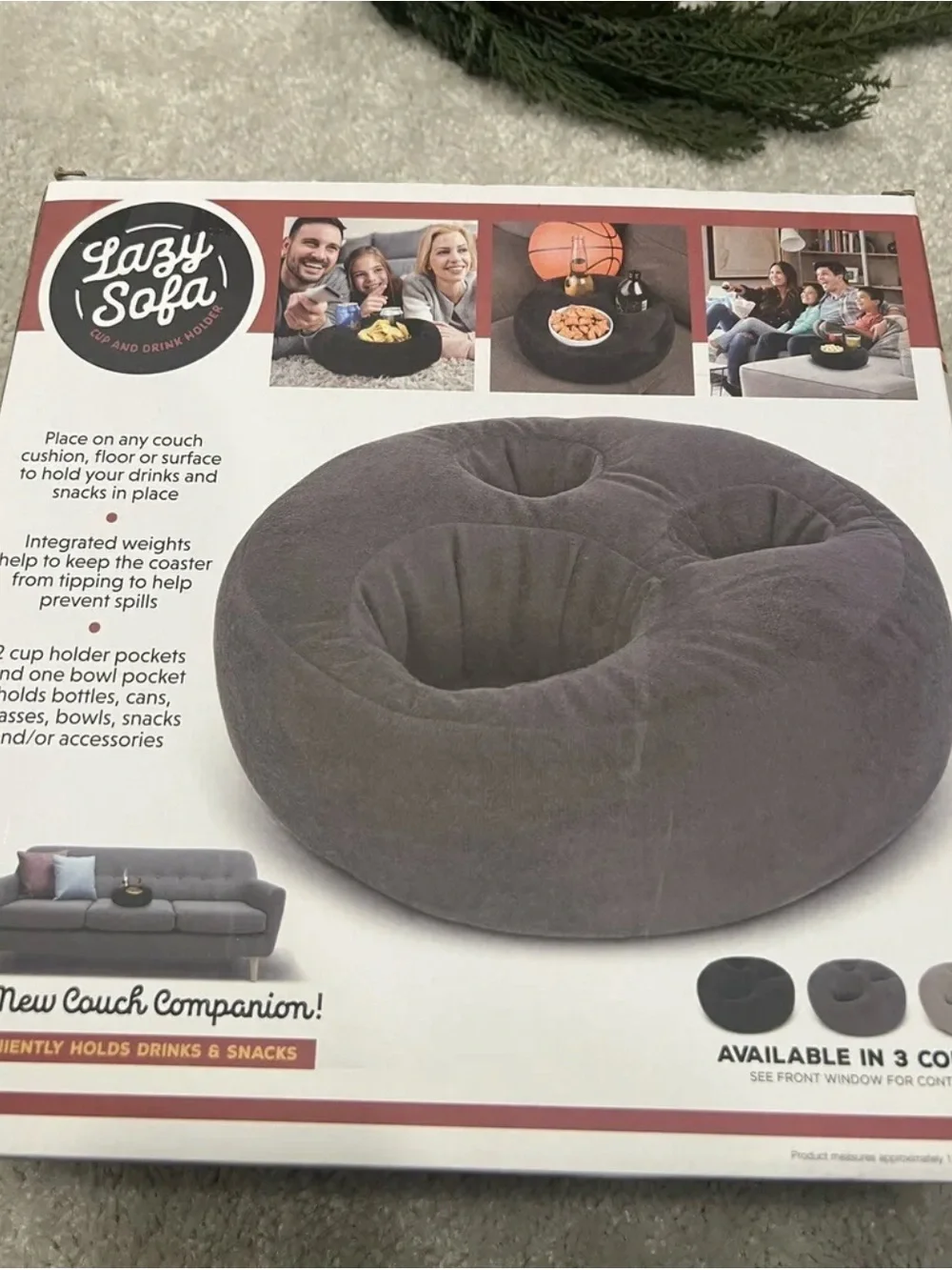 Dark Gray Snack & Drink Caddy Pillow